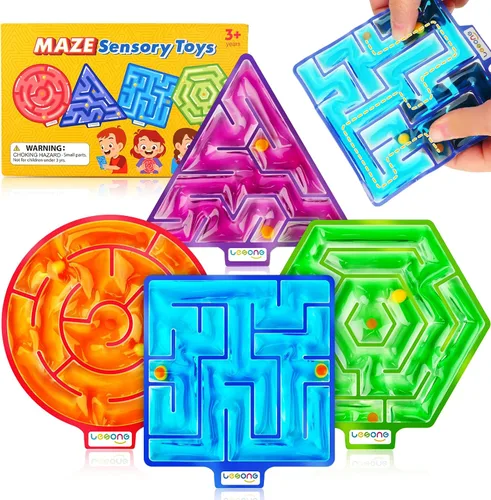 Juguetes Esponjosos Sensoriales para Inquietos para Niños: Pack de 4 Juguetes Sensoriales Laberinto para Autismo - Juguetes para Inquietos con Goma