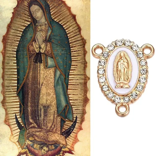 Miniatura 3 de 60 piezas de centro de mesa de rosario de 3 vías Virgen María Enlace Medalla Milagrosa esmalte aleación diamantes de imitación Nuestra Señora