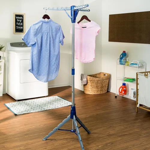 Miniatura 2 de Honey-Can-Do Trípode de secado de ropa de acero de 64 pulgadas plegable – Estante de ropa colapsable que ahorra espacio, soporte para secadora
