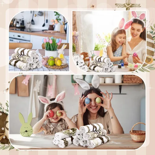 Miniatura 6 de SmoothNovelty 6 toallas de cocina de Pascua Religious Bunny He is Risen, 21 x 14 pulgadas, toallas de mano rústicas de primavera para el hogar