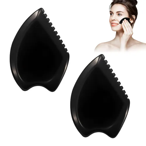 Gua Sha Herramienta de masaje facial – Masajeador facial y corporal de jade negro para el bienestar, relajación, masaje de cuello, hombros, espalda,