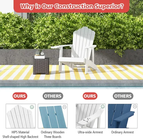 Miniatura 8 de Tangkula Silla Adirondack de gran tamaño, sillas de patio con soporte ajustable para tazas, sillones con caderas y listones, resistente a