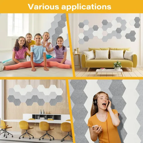 Miniatura 7 de Paneles acústicos, Magrowill, paquete de 12 paneles de pared insonorizados, paneles acústicos de alta densidad absorbentes de sonido