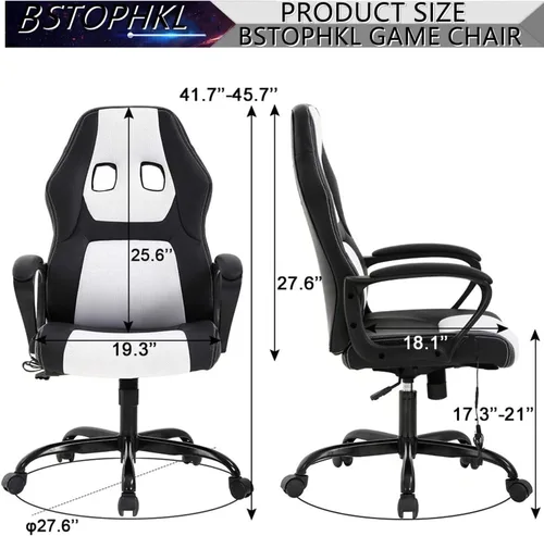 Miniatura 2 de Silla para videojuegos, silla de oficina de masaje, sillas ergonómicas de videojuegos, silla de computadora reclinable ajustable con soporte lumbar