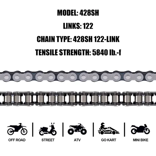 Miniatura 4 de DYC 420 - Cadena de motocicleta 132 eslabones para 50 70 90 110 125 196 212cc Coleman SSR TaoTao Coolster Apollo Baja Kazuma Chinese ATV, cadena 420