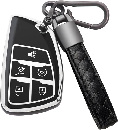 Miniatura 6 de Funda para llavero Chevy con llavero de TPU suave de protección completa para Chevrolet Silverado Tahoe Suburban 2024 2023 2022 2021, para GMC Yukon