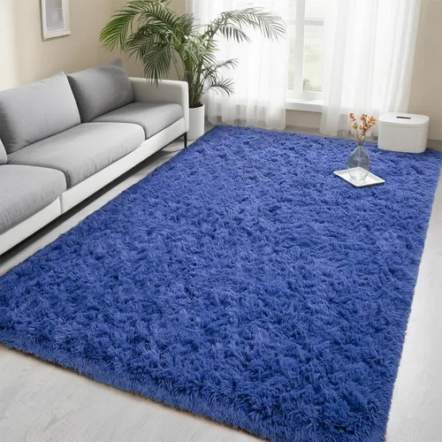 Miniatura 42 de Foxmas - Alfombra para centro de habitación, esponjosa y ultrasuave, para dormitorio, habitación de los niños, habitación del bebé, afelpada, Azul