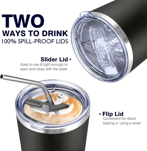 Miniatura 3 de Vaso de viaje para café de 30 onzas, vaso de acero inoxidable de doble pared, reutilizable, a prueba de derrames, con popote, vaso aislado a prueba