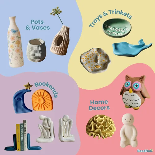 Miniatura 9 de Kit de Cerámica para Principiantes, 4.4LBS (2kg) Arcilla de Secado al Aire para Adultos con Herramientas de Escultura, Pintura, Esmalte, Arcilla