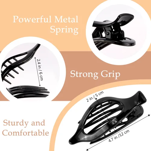 Miniatura 6 de ATODEN Pinzas planas para el cabello, 3 piezas, French Concord - Pinzas de mandíbula neutras grandes para cabello fino/grueso, blanco, marrón, negro