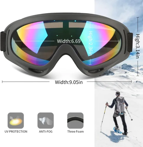 Miniatura 3 de Gafas de esquí, gafas de esquí, gafas de snowboard para hombres, mujeres, jóvenes y niños 07.Multicolor/Transparente