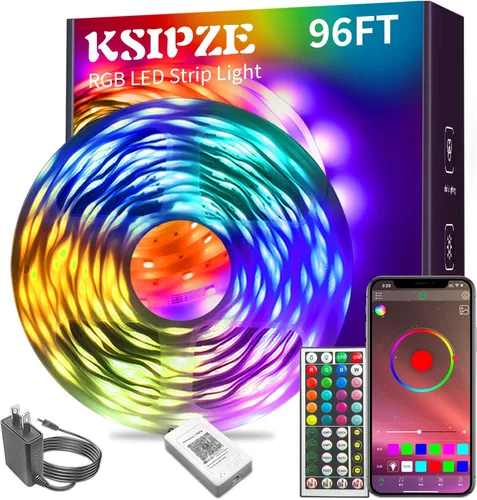 Miniatura 11 de KSIPZE Luces LED para dormitorio, tira de luces LED de 50 pies con control remoto RGB que cambia de color, sincronización de música, control