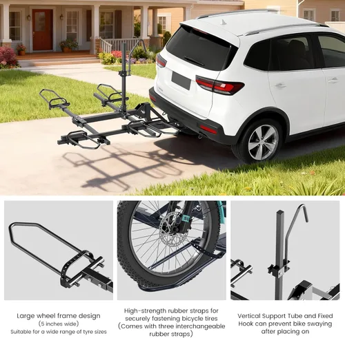 Miniatura 4 de LILYPELLE Portabicicletas Mejorado de Montaje en Enganche para Triciclos, Portaenganche Ajustable de 90 Grados para Sostener 2 Bicicletas, Capacidad