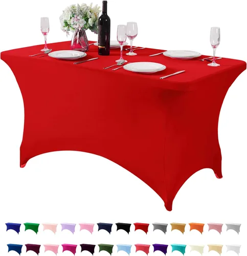 Miniatura 13 de Mantel de elastano para mesas de 4, 6 u 8 pies, mantel elástico universal ajustable para fiestas, banquetes, bodas y eventos - Verde manzana