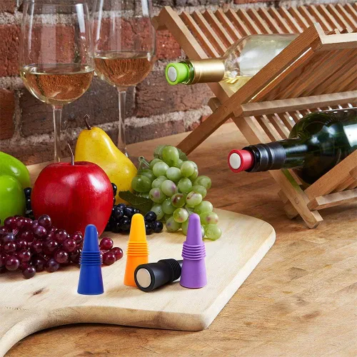 Miniatura 5 de 6 tapones de vino, tapón reutilizable de silicona para botella de vino espumoso y tapón para botella de bebidas con agarre superior para mantener