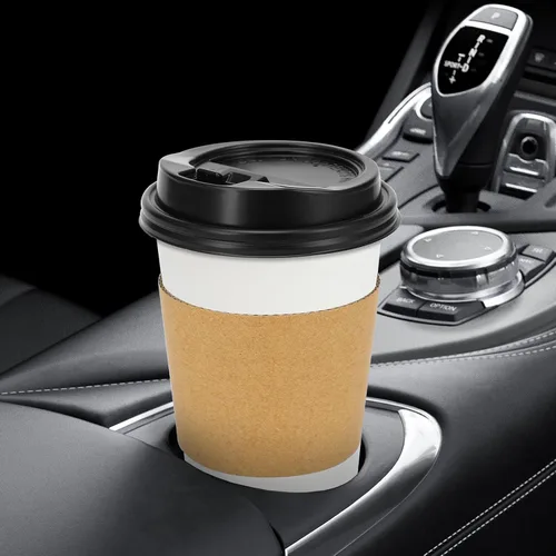 Miniatura 5 de Lamosi Paquete de 100 tazas de café desechables de 16 onzas con tapas y mangas, a prueba de fugas, tazas de café de papel con tapas, bebidas