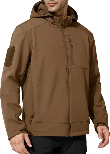 Miniatura 11 de FREE SOLDIER Chaqueta ligera con capucha impermeable para hombre, con forro polar, para invierno, con capucha, resistente al agua, para senderismo