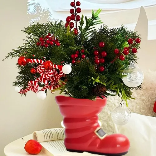 Miniatura 4 de Soporte para pinceles,Organizador de pinceles de cerámica,Florero pequeño (rojo, pequeño)