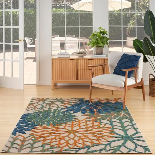 Miniatura 34 de Nourison Aloha - Tapete negro/blanco para interior o exterior, 2 pies y 3 pulgadas x 8 pies, tropical, botánico, fácil limpieza, no desprende pelo