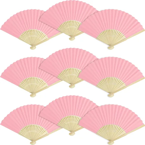 Miniatura 11 de 50 paquetes de abanicos de papel blanco ventilador de mano de bambú plegable ventilador de mano ventilador de papel plegable ventilador de papel