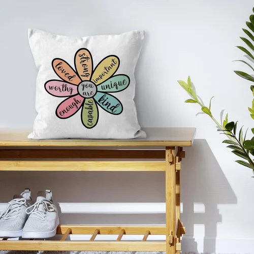 Miniatura 5 de HIWX Fundas de almohada inspiradoras para el aula, almohadas para profesores para el aula, con texto en inglés «You are Enough Loved Kind», fundas