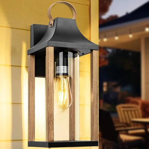 Miniatura 5 de Lámpara de Pared Grande para Exteriores 17" H Luminaria con Vidrio Transparente Cilíndrico Aplique de Pared Moderno para Patio Porche Patio, Base