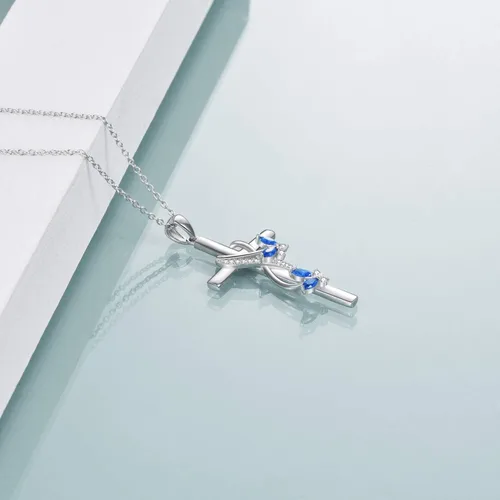 Miniatura 3 de POPLYKE Collar de cruz para mujer, plata de ley 925, collar con colgante de cruz, joyería de animales, regalos de Navidad para mujeres, madre