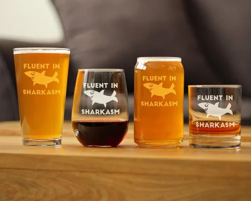 Miniatura 6 de Bevvee Fluent in Sharkasm - Divertido vaso de vino de tiburón con tapa deslizante, taza aislada de acero inoxidable, bonitos regalos de decoración