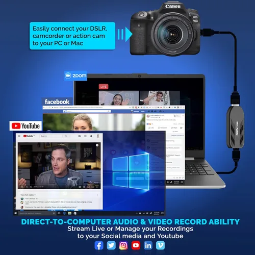 Miniatura 3 de Tarjeta de captura de video HDMI Enlace de cámara 4K USB3.1 GEN1 Grabación de audio y video HDMI a USB a través de cámara DSLR Camcorder Action Cam