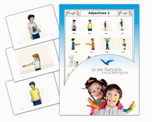 Tarjetas didácticas de adjetivos para niños en edad preescolar, niños pequeños y adultos - Set 1 - Incluye actividades de enseñanza y juegos