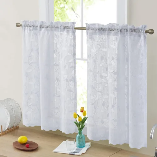 Miniatura 13 de HLC.ME Joyce - Cortina de encaje transparente para cocina, cafetería, para ventanas pequeñas, cocina y baño, 30 pulgadas de ancho x 36 pulgadas