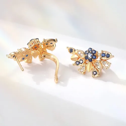 Miniatura 4 de Aretes de oro de 18 quilates para mujer, de moda, aretes de mariposa para mujer, arracadas de oro hipoalergénicos