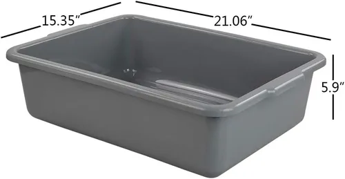 Miniatura 2 de Caja de bañera de autobús comercial gris de 24 cuartos de galón, caja de autobús utilitario de plástico, juego de 4, 21.06 x 15.35 x 5.9 pulgadas