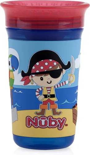 Miniatura 9 de Nuby 360 Degree Easy Sip 3D Grip Wonder Cup con funda de silicona impresa, morado, mariposa, 10 onzas