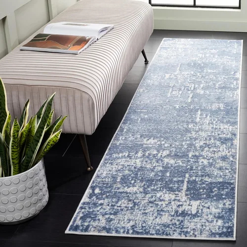 Miniatura 41 de SAFAVIEH Amelia Collection ALA700A - Alfombra decorativa de 2'2" x 4', diseño moderno abstracto, color marfil y azul, no desprende pelusa y de fácil