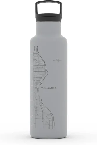 Miniatura 192 de Well Told Botella de agua aislada con mapa de Washington DC grabado, botella de acero inoxidable grabada (21 onzas, blanco) botella aislada de mapa