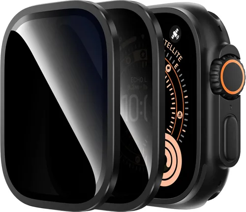 Miniatura 10 de Uyiton Protector de pantalla para Apple Watch Ultra 3/2/1, marco de aleación de titanio y vidrio templado 9H, protección militar [Keep Original]