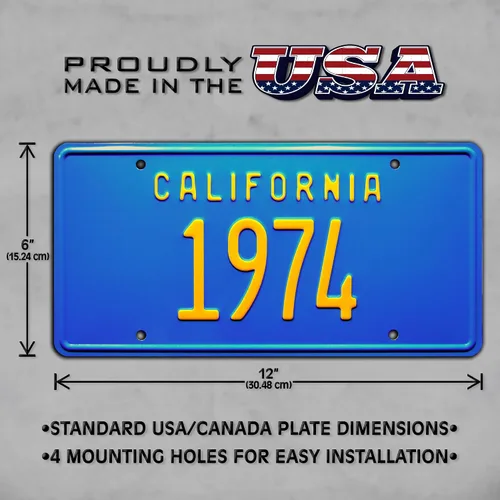 Miniatura 3 de California Vintage Hot Rod 1974 Placa de matrícula de tocador con estampado de metal