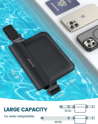 Miniatura 6 de Lamicall Riñonera Impermeable - [Paquete de 2] [Correa de Cintura Elástica 2025] Bolsas Secas IPX8 a Prueba de Agua para Natación, Playa, Kayak