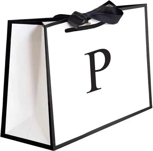 Miniatura 24 de QLSKO - Bolsa de regalo inicial con lazo de cinta, bolsa de papel horizontal personalizada, bolsa de regalo con monograma para cumpleaños