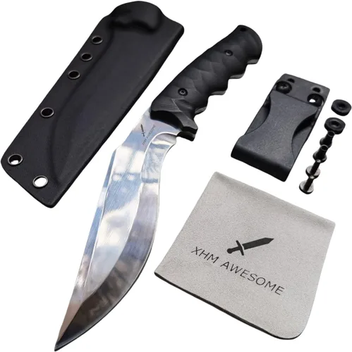 Cuchillo de hoja fija Kukri, machete de acero 9Cr18Mov de espiga completa, mango G10, funda Kydex ajustable, para caza, supervivencia al aire libre,