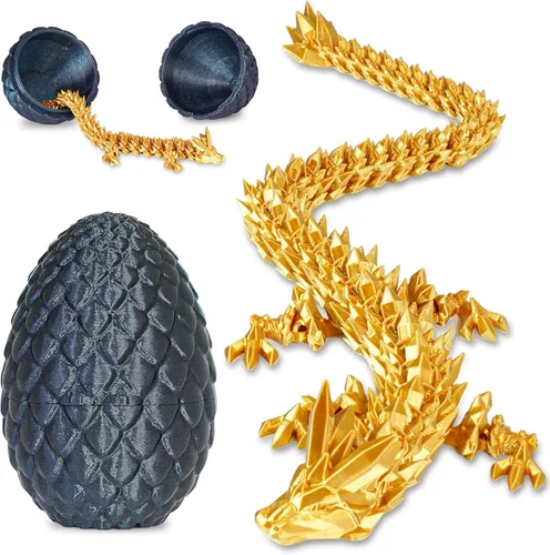 Miniatura 12 de Huevos de dragón pequeños con dragón en el interior, regalos divertidos sorpresa impresos en 3D para niños, juguetes fidget articulados de dragón Oro