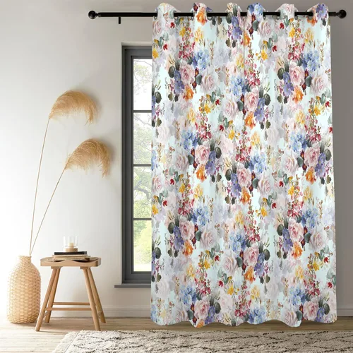 Miniatura 17 de Renaiss - Cortinas opacas florales boho, cortinas de ventana con aislamiento térmico y estampado de flores y plantas bohemias para dormitorio