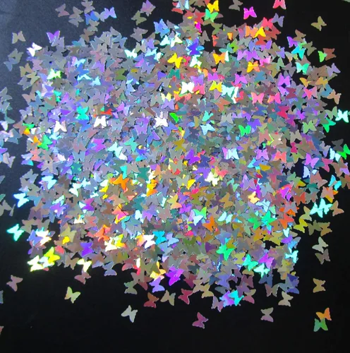 Miniatura 5 de LoveOurHome 2.12 oz con forma de mariposa, copos de purpurina gruesos, Mylar holográfico, lentejuelas, confeti, destellos, manicura, decoración