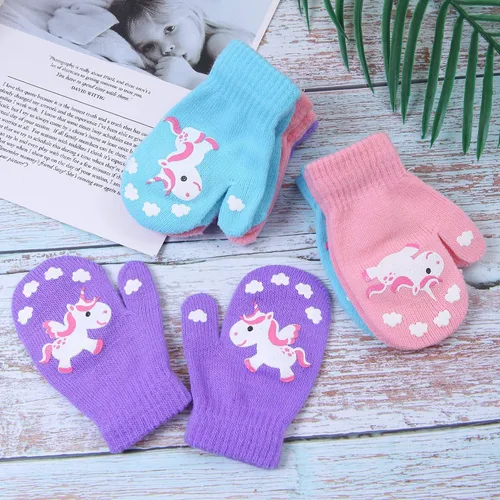 Miniatura 6 de Cooraby - 6 pares de guantes unisex mágicos de punto, elásticos, de invierno, para bebé