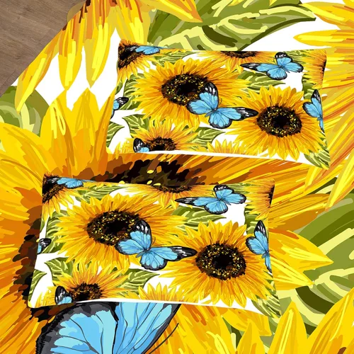 Miniatura 4 de Tailor Shop Juego de edredón amarillo, tamaño Queen, juego de ropa de cama de girasol, edredón de mariposa para niños y mujeres con 1 edredón y 1