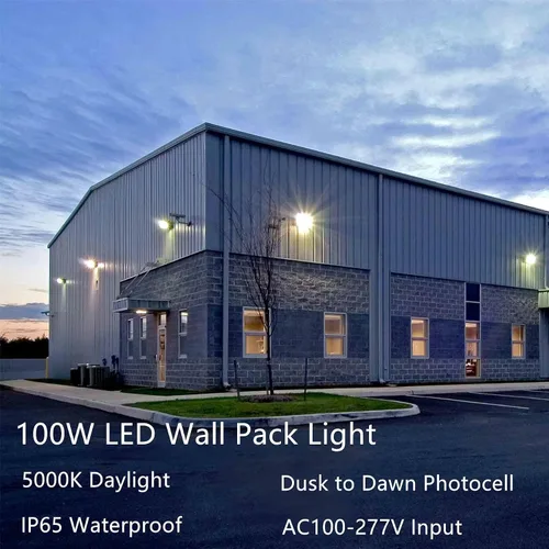 Miniatura 2 de Paquete de pared LED de 100 W, del anochecer al amanecer, 13000 lúmenes, 5000 K, iluminación de seguridad comercial de luz diurna, equivalente a