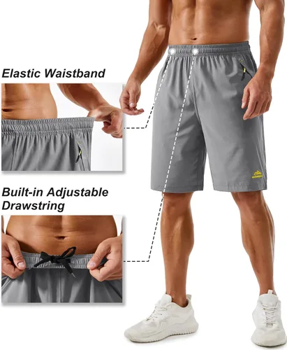 Miniatura 90 de TACVASEN Pantalones cortos deportivos para correr para hombre, 9 pulgadas, de secado rápido, pantalones cortos ligeros de verano, 3 bolsillos