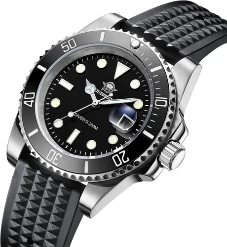 Miniatura 5 de ADDIESDIVE Quartz Dive Watch for Men Diver 200 M Steel Strap Luminous Multicolors Dial Black Blue Green