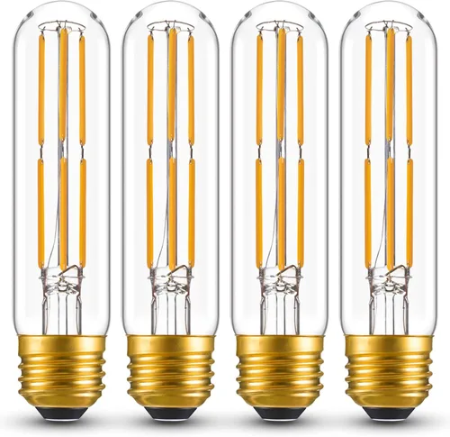 Miniatura 10 de Bombilla LED vintage de 4 W regulable, 2700 K, luz blanca cálida, E26 T10 Edison, equivalente a 40 W, 400 lm, para lámpara colgante de candelabro